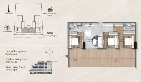 Plattegrond van 3 slaapkamers in Andi Aura