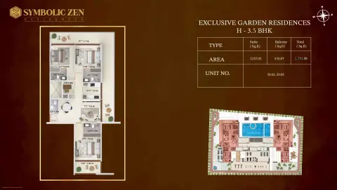 Plattegrond van 4 slaapkamers in Symbolic Zen Residences