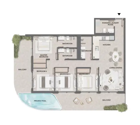 Plattegrond van 4 slaapkamers in Weybridge Gardens Phase 4 By LEOS Properties