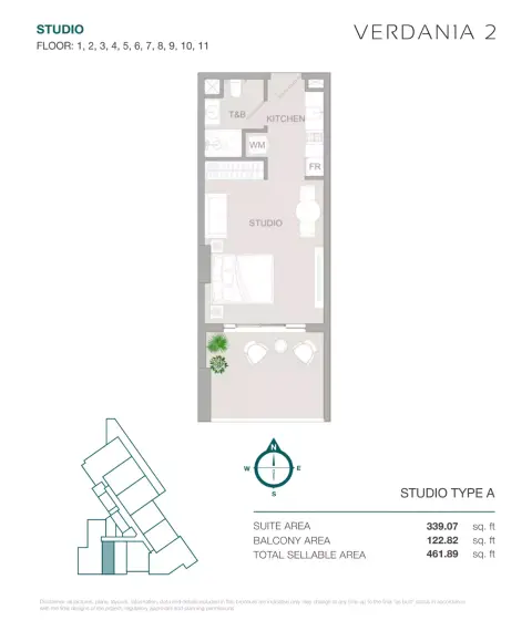 Plattegrond van Studio in VERDAN1A Phase 2 By Object 1