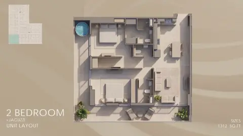 Plattegrond van 3 slaapkamers in Sky Harmony