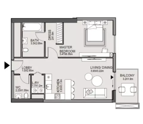 Plattegrond van 1 slaapkamer in Edgewater Residences Phase 3 By MGS