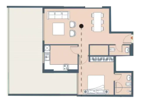 Plattegrond van 1 slaapkamer in Tulip Oasis X