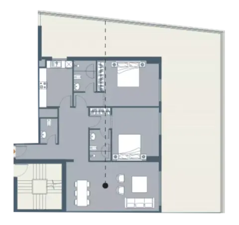 Plattegrond van 2 slaapkamers in Tulip Oasis X