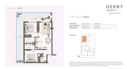 Plattegrond van 2 slaapkamers in Derby Heights