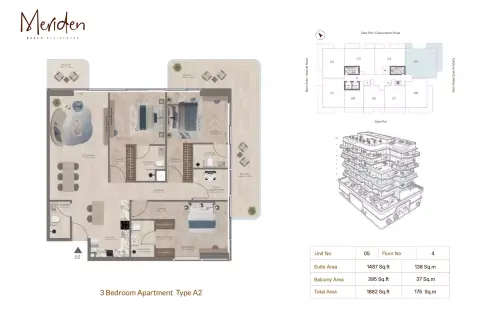 Plattegrond van 3 slaapkamers in Meriden Beach