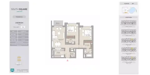 Plattegrond van 2 slaapkamers in South Square