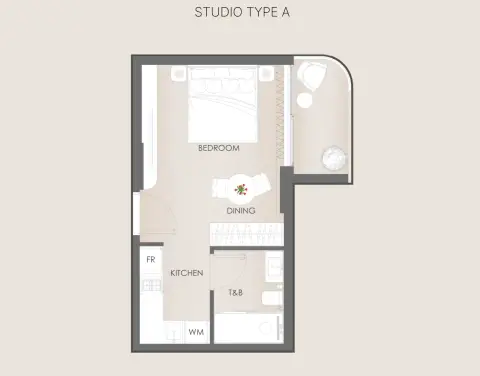 Plattegrond van Studio in Lunara Residence