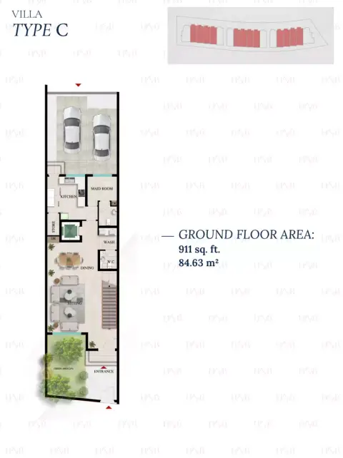 Plattegrond van 4 slaapkamers in The Promise Villas