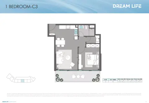 Plattegrond van 1 slaapkamer in Dreamlife Residences