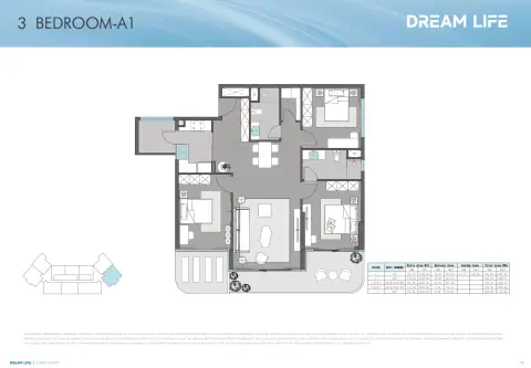 Plattegrond van 3 slaapkamers in Dreamlife Residences