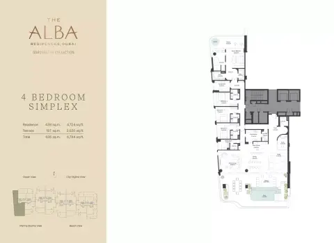 Plattegrond van 4 slaapkamers in The Alba Residences Dorchester Collection