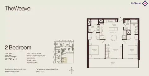 Plattegrond van 2 slaapkamers in The Weave