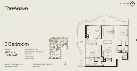 Plattegrond van 3 slaapkamers in The Weave