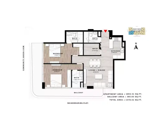 Plattegrond van 2 slaapkamers in Repose Residence