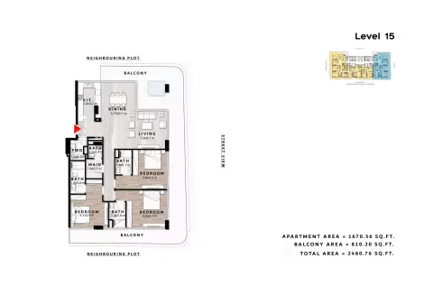 Plattegrond van 3 slaapkamers in Repose Residence