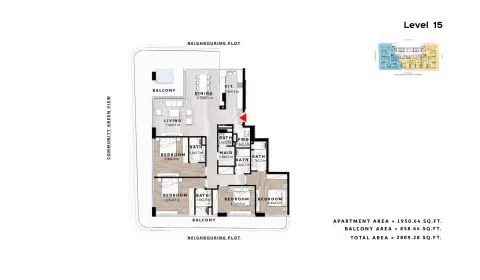 Plattegrond van 4 slaapkamers in Repose Residence