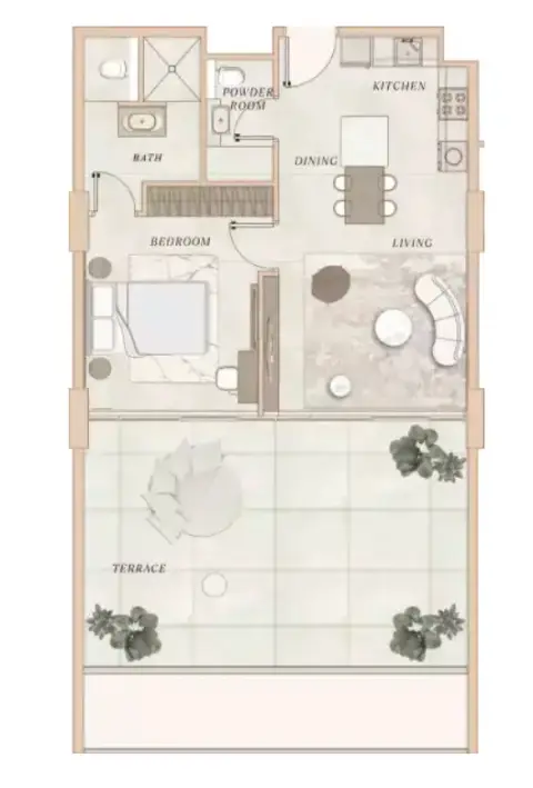 Plattegrond van 1 slaapkamer in La Vue Residence