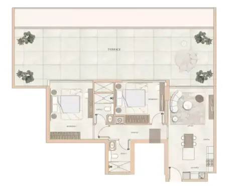 Plattegrond van 2 slaapkamers in La Vue Residence
