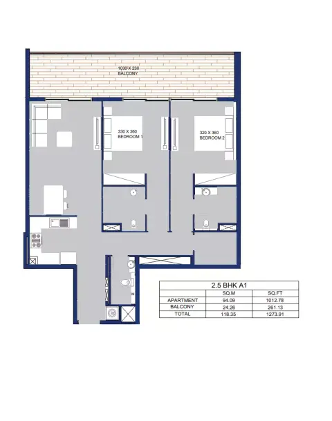Plattegrond van 3 slaapkamers in Garnet by Siroya