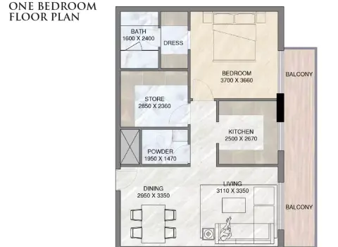 Plattegrond van 1 slaapkamer in Sunbliss Residence