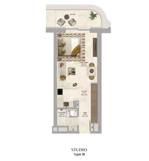 Plattegrond van Studio in The Canopies