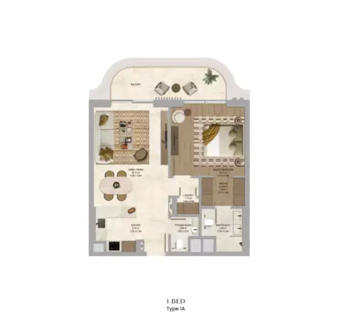 Plattegrond van 1 slaapkamer in The Canopies