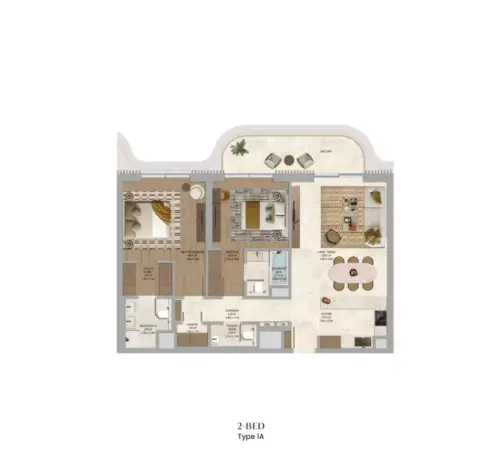 Plattegrond van 2 slaapkamers in The Canopies