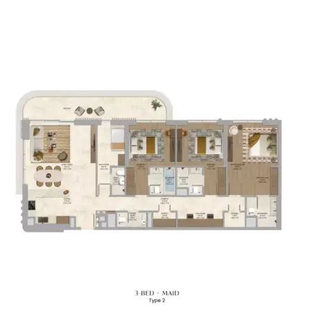 Plattegrond van 3 slaapkamers in The Canopies