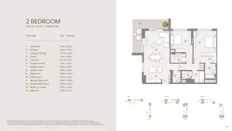 Plattegrond van 2 slaapkamers in Tara Park