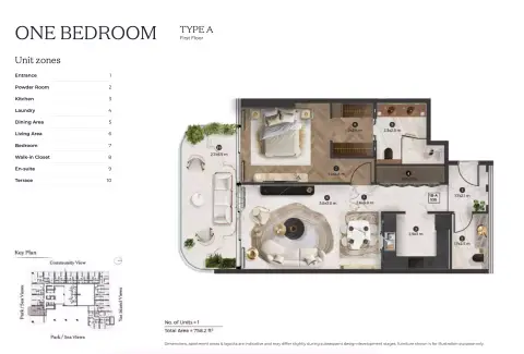 Plattegrond van 1 slaapkamer in Stellar by Elie Saab