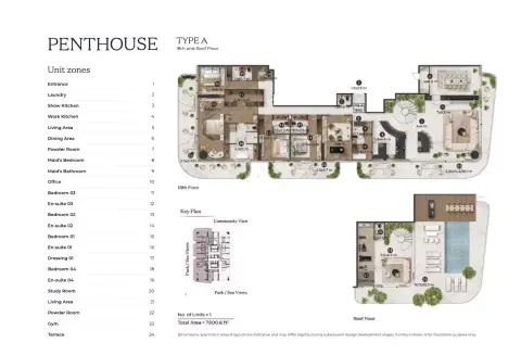 Plattegrond van 4 slaapkamers in Stellar by Elie Saab