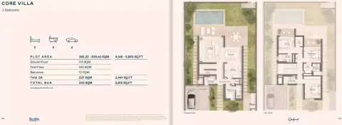 Plattegrond van 3 slaapkamers in Bayn Lagoon