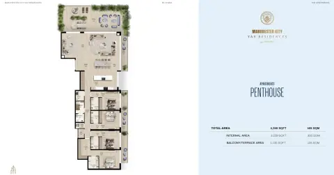 Plattegrond van 4 slaapkamers in Manchester City Yas Residences A