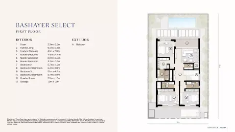 Plattegrond van 4 slaapkamers in Bashayer Villas