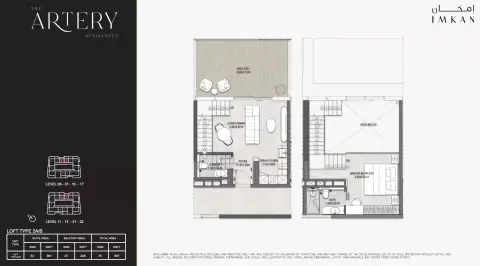 Plattegrond van 1 slaapkamer in The Artery Residences