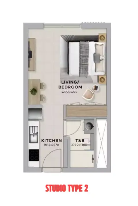 Plattegrond van Studio in Yas Living