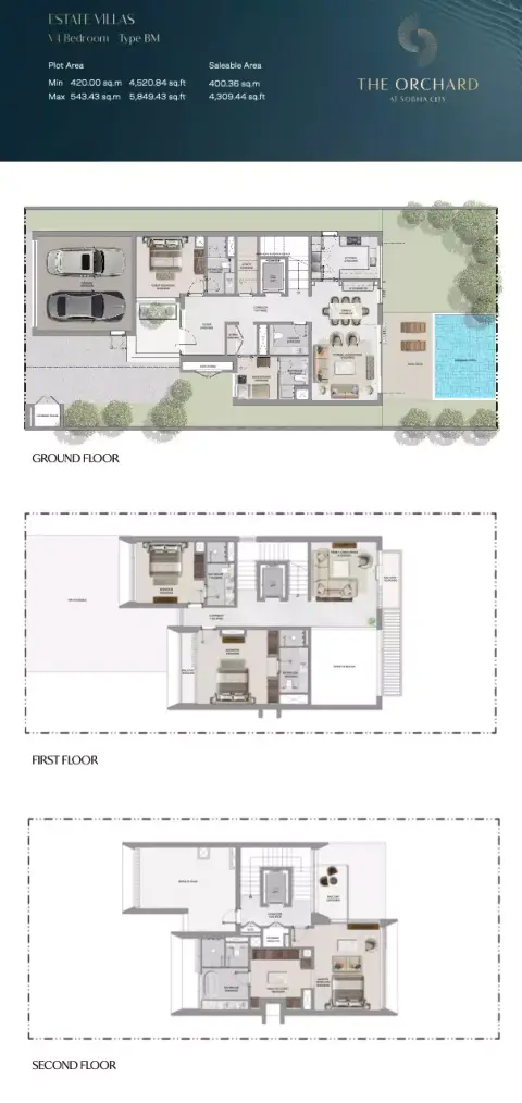 Plattegrond van 4 slaapkamers in The Orchard at Sobha city