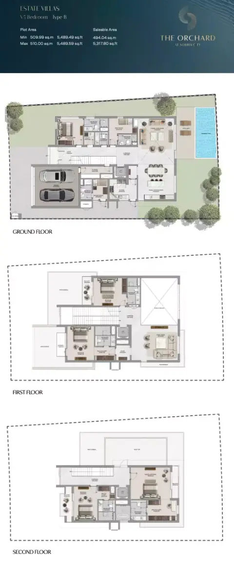 Plattegrond van 5 slaapkamers in The Orchard at Sobha city
