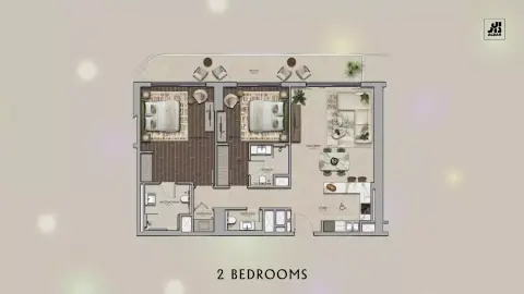 Plattegrond van 2 slaapkamers in Yas Park Place