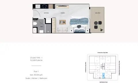 Plattegrond van Studio in Vista Verde