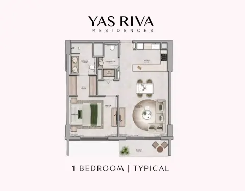 Plattegrond van 1 slaapkamer in Yas Riva