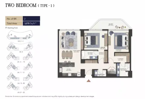 Plattegrond van 2 slaapkamers in Seamont Autograph Collection Residences