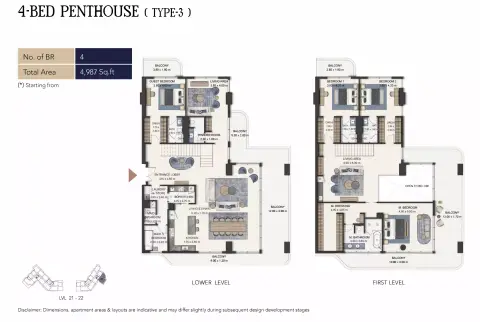Plattegrond van 4 slaapkamers in Seamont Autograph Collection Residences