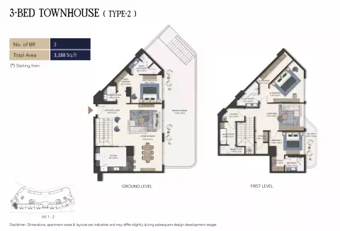 Plattegrond van 3 slaapkamers in Seamont Autograph Collection Residences