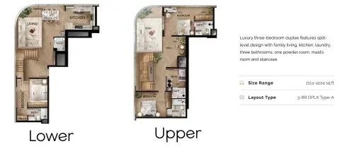 Plattegrond van 3 slaapkamers in Radiant Bridges