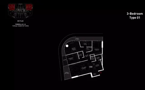 Plattegrond van 3 slaapkamers in Brabus Island