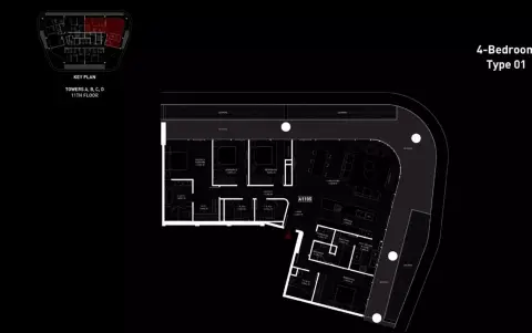 Plattegrond van 4 slaapkamers in Brabus Island