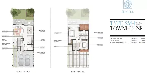Plattegrond van 2 slaapkamers in Al Hamra Bloom Living