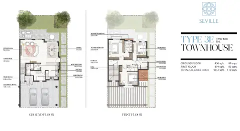 Plattegrond van 3 slaapkamers in Al Hamra Bloom Living